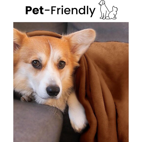 Burnt Orange Fleece Blanket Twin XL Size, Soft Cozy Blankets for Bed and Couch - Picture 3 of 4